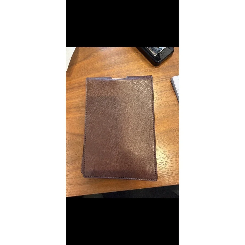 IL BISONTE Brown Italian LEATHER Note Pad Holder Made In Italy Pebbled Leather